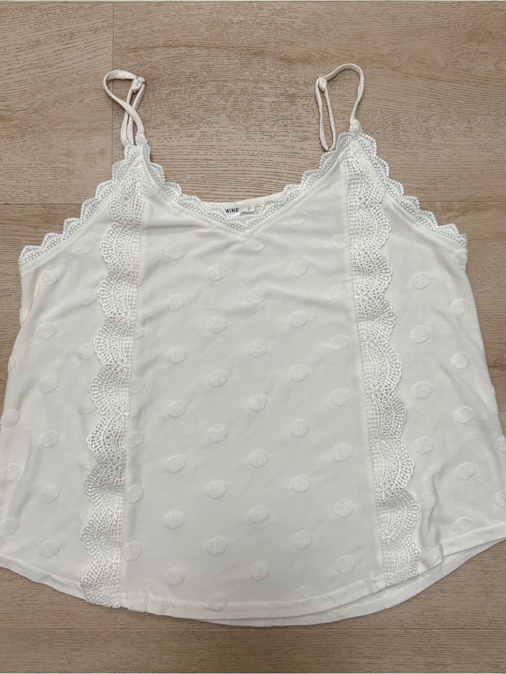 mine White Lace-Trim Dot Cami